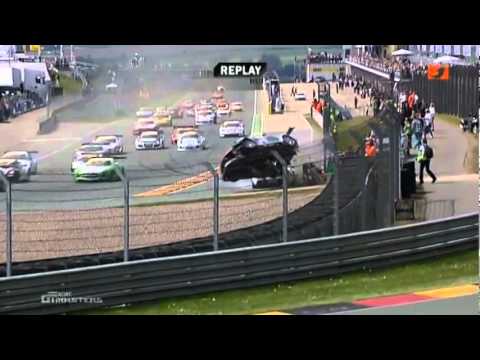 BIG START CRASH 2011 ADAC GT Masters at Sachsenring Mercedes-Benz SLS AMG GT3