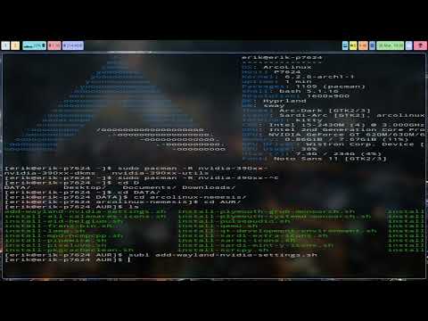 ArcoLinux : 3398 Hyprland - nvidia optimus - intel and nvidia GT620-640M - with nvidia driver - MUTE