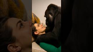 Download lagu Gentle gorilla journey with American female #viralshort #trendingshort #happy #gorilla #animallover mp3