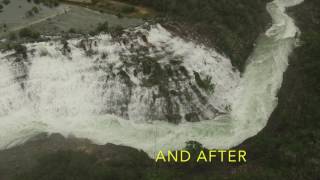 Medina Lake overflows due to large amounts of rain and Drone gets footage