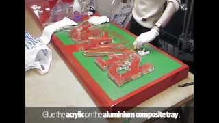 Outdoor signage: acrylic cut letters mounted on aluminium composite tray fascia.