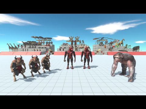 1v2v3 Tournament: Boss vs Mini Boss vs 3rd units - Animal Revolt Battle Simulator