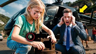 ¡NIÑA POBRE SALVA A UN MILLONARIO ARREGLANDO SU HELICÓPTERO! ÉL VE SU DIJE Y CAE DE RODILLAS!