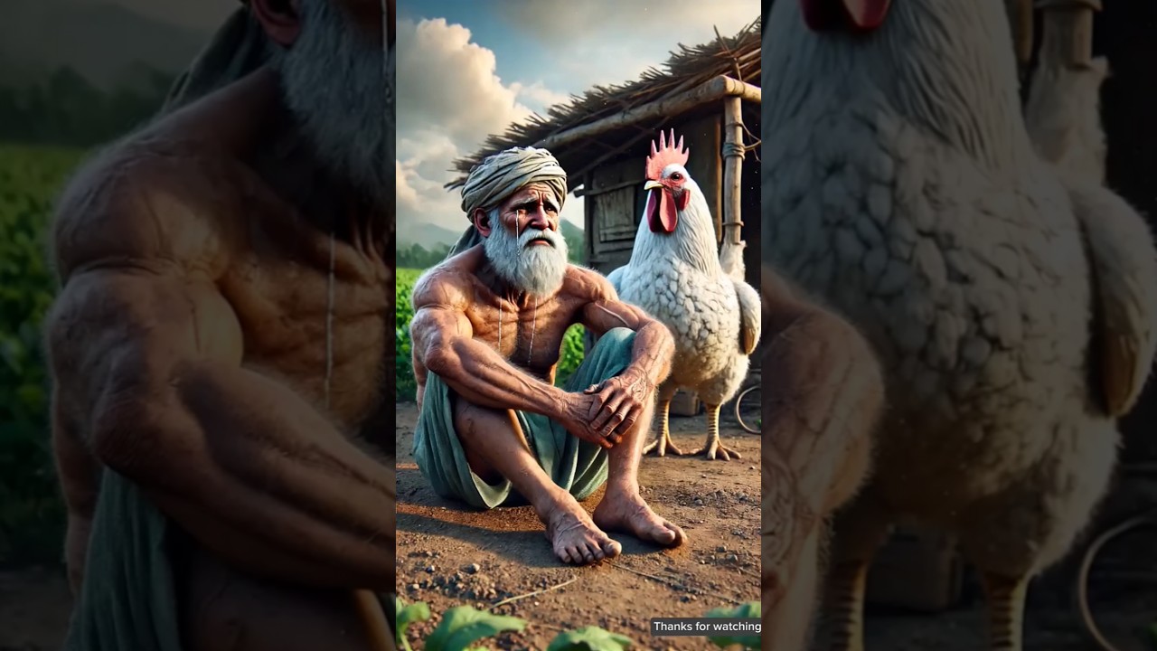 The Kissan and Hen Crying then hen help kissan 😍 #ai #aivideo