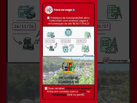 CONCURSO PÚBLICO DA PREFEITURA DE ALVINÓPOLIS/MG: EDITAL PUBLICADO NO CENTRO-MÉDIO MINEIRO!