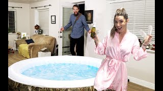 WIFE SURPRISES HUSBAND WITH HOT TUB IN LIVING ROOM!