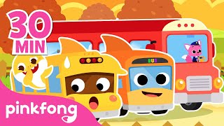 The Wheels on the Bus and more Bus Songs! | Compilation | Kids&#39; Nursery Rhymes | Pinkfong Songs