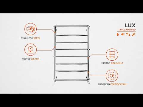 Водяной полотенцесушитель Mario Люкс 1.1.0304.01.P (4820111350360, 800x530, хром/сатин/белый глянец/черный матовый/золото/бронза)