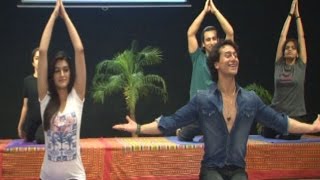 Heropanti Stars Tiger Shroff & Kriti Sanon Celebrate Yoga Day With Subhash Ghai