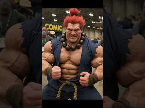 Bodybuilder does perfect Akuma from street fighters cosplay!