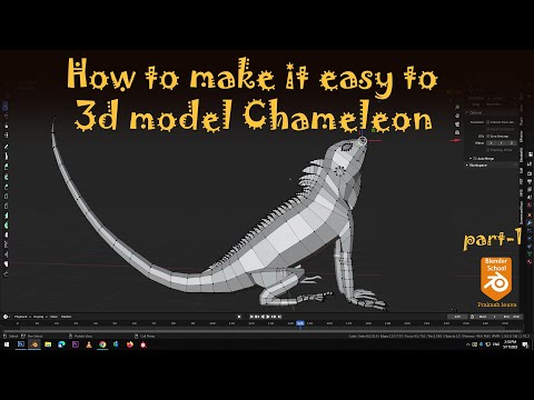 How to make easy to 3d model chameleon in blender/animal
