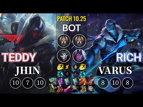 T1 Teddy Jhin vs DYN Rich Varus Bot - KR Patch 10.25