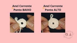 Como Fazer anel corrente Ponto Baixo e Alto Crochê