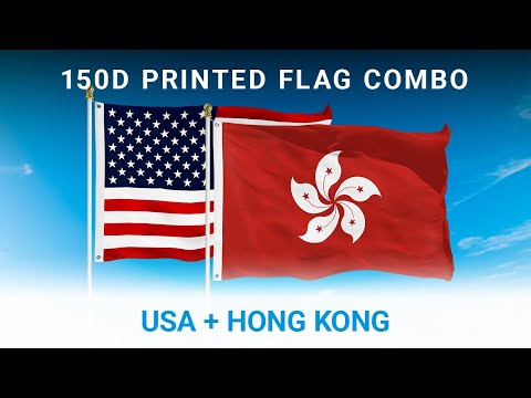 NEW G128 Hong Kong Flag and American USA Flag Set 3x5 FT Printed