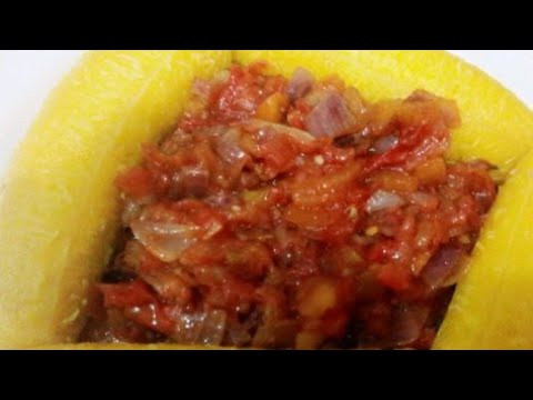 HOW TO PREPARE BOILED PLANTAIN WITH TOMATOES SAUCE
