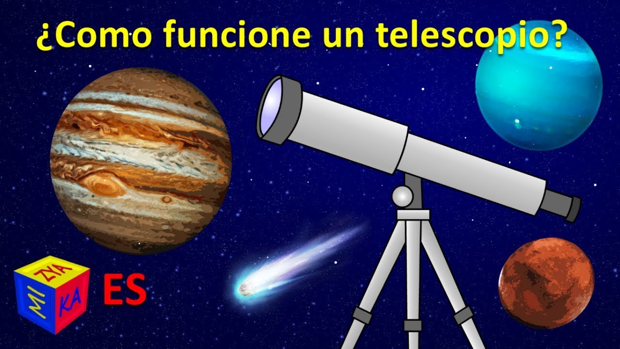 ¿Como funciona un telescopio Astronomia para niños. Dibujo animado educativo en español