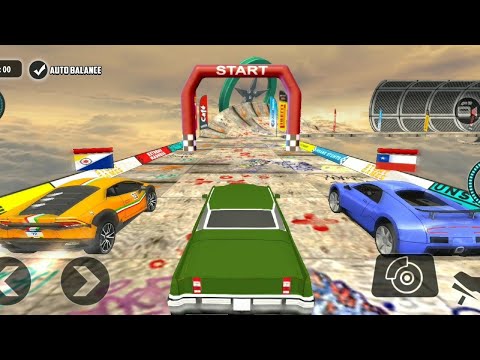 Impossible Car Tracks 3d - Multiplayer Mode - Green Classic Car - Android Gameplay