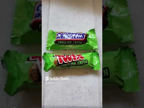 Ghoulish Green Snickers and Twix (not sponsored) #food #candy #joke