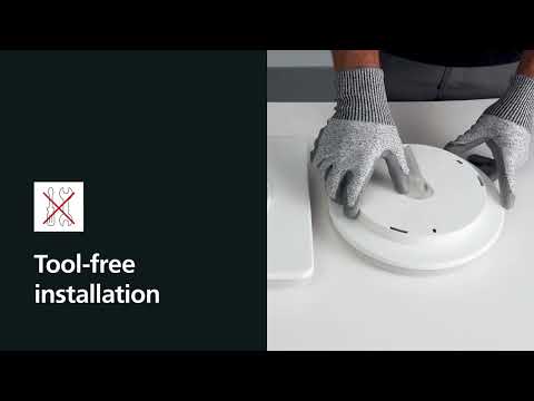 PUSH-Turn Budget LED-Deckenleuchte Sensor - Ø310mm, 21W, 2700-6500K, IP54 Weiss exkl. Montageplatte - Video