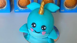 Terry’s chocolate orange Narwhal. Easy cake decoration video. minimum equipment step by step 🐳