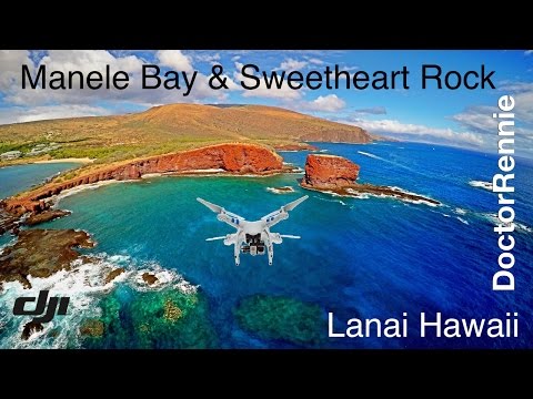 Manele Bay & Sweetheart Rock (Pu'u Pehe), Lanai Hawaii from DJI Phantom 2 Drone