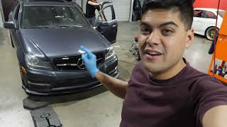 Slapping on a new Grille AND Carbon Fiber Trunk Lip on the Mercedes C250 W204!