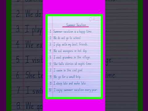 summer vacation essay 10 lines/essay on summer vacation/summer vacation essay in english #essay