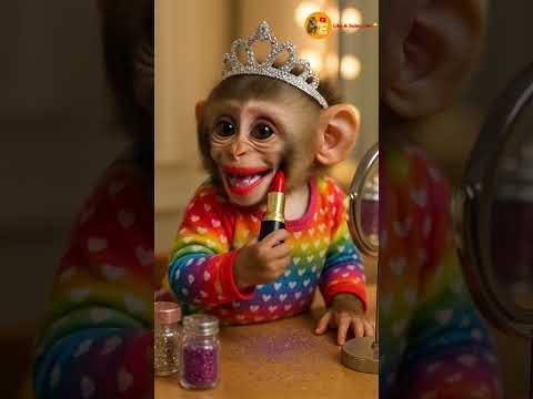 Bubu the Baby Monkey Does beginners makeup tutorial | Episode 1💄😂 | Cute & Funny Animal Video