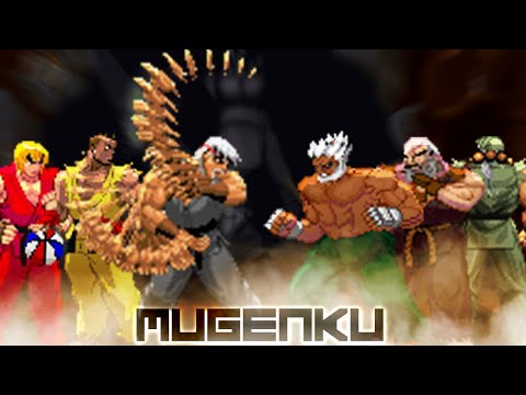 Grand Master Ryu Team vs Master Gouken Team! Epic 3v3 Tag Team! Street Fighter MUGEN