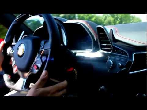 Ride in a Ferrari 458 Italia, fast accelerations and revving