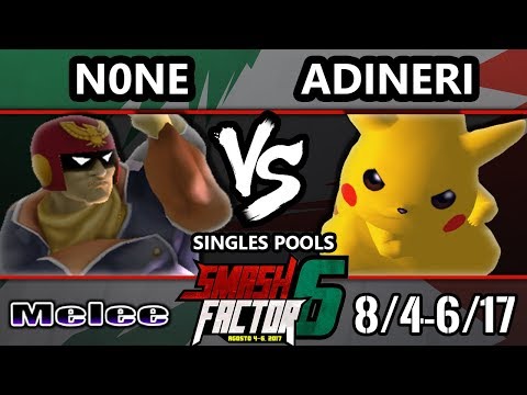 Smash Factor 6 SSBM - NONE (Captain Falcon) vs. Adineri (Pikachu) - Smash Melee