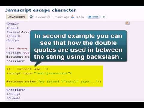Javascript Tutoriral Javascript Escape Character