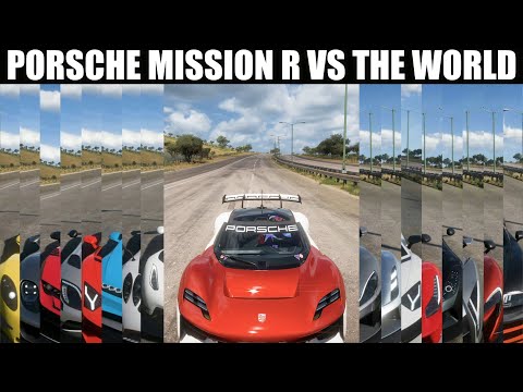 Thumbnail for FORZA HORIZON 5 DRAG RACES | PORSCHE MISSION R VS SUPERCARS | PORSCHE EV VS SUPERCARS DRAG BATTLE by Porsche Mission R