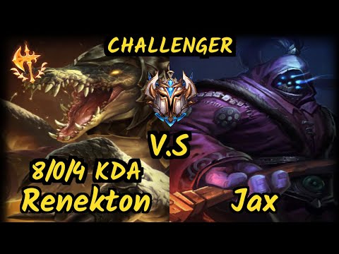 KBM Zantins (RENEKTON) vs JAX - 8/0/4 KDA TOP CHALLENGER GAMEPLAY - BR