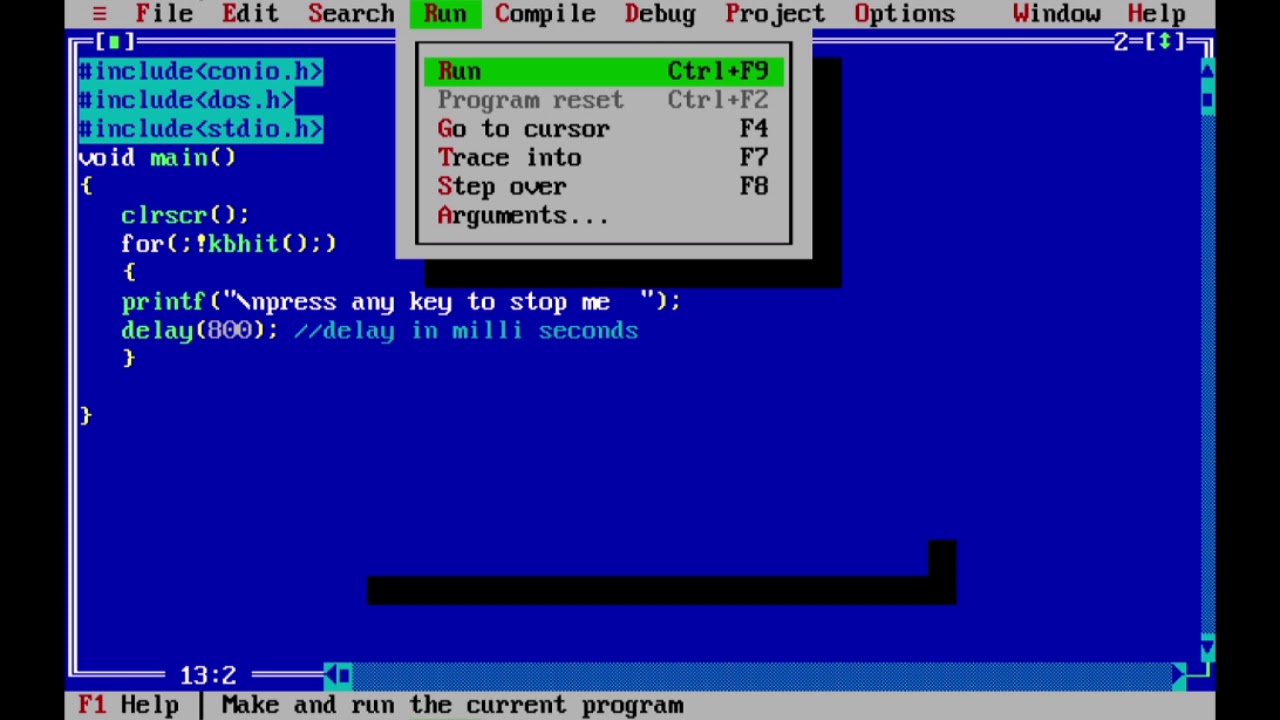 kbhit and delay functions in C language