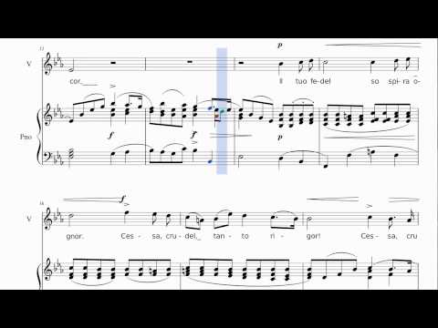 [Eb orig. key] Caro mio ben - Study version (piano accompaniment + voice + score animation)