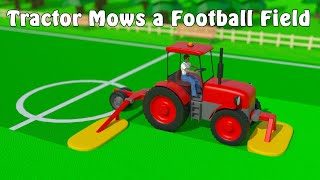 Satisfying Grass Mowing Animation | Tractor Cutting Football Field ASMR