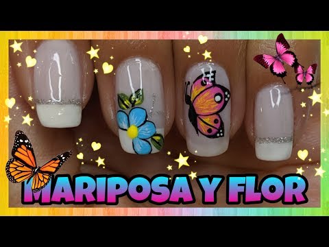 DECORACIÓN DE UÑAS MARIPOSA Y FLOR PASO A PASO ♥ NailArt By Andy