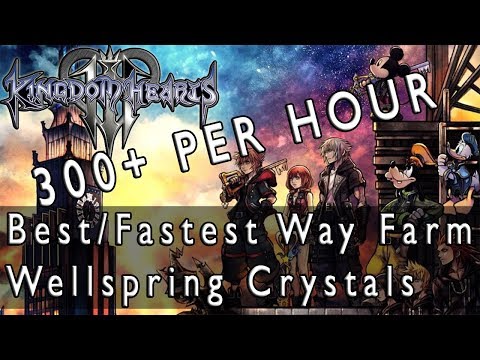 Kingdom Hearts 3 Best/Fastest Way To Farm Wellspring Crystals 300+ PER HOUR Video