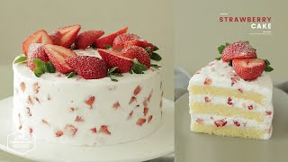 딸기가 콕콕~🍓 딸기 생크림 케이크 만들기 : Strawberry cake Recipe - Cooking tree 쿠킹트리*Cooking ASMR