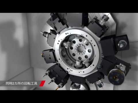 TRAUB TNL32 直動11軸の複合加工機 - Animation