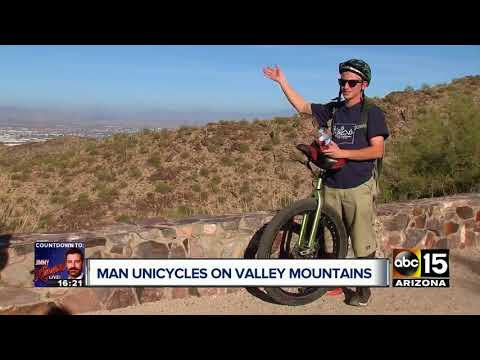 Valley man unicycles on mountain trails