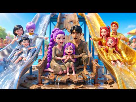 RICH vs POOR Water Slide Challenge!🤑😭  || #MATEOO