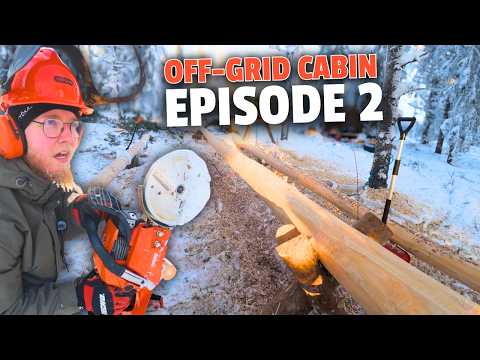 Debarking First Logs & Upgrading My Shelter [EP2] - Off-Grid Cabin in the Finnish Wilderness