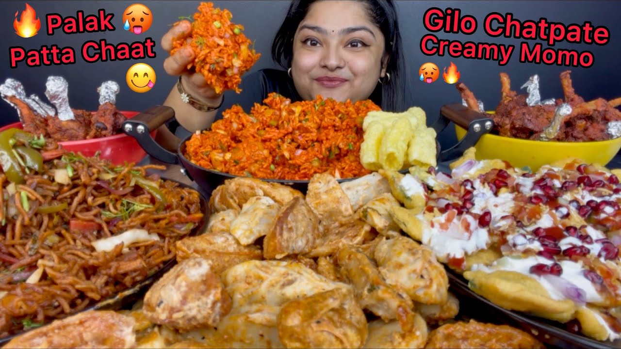 SPICY GILO CHATPATE, PALAK PATTA CHAAT, CREAMY AFGHANI CHICKEN MOMOS, SPICY CHINESE BHEL, LOLLIPOP 