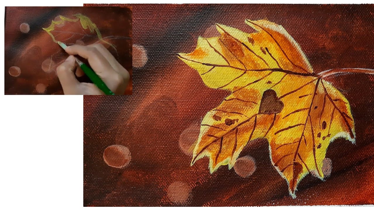 Autumn leaves acrylic painting | How to paint autumn leaf | Painting tutorial | Wings of your art