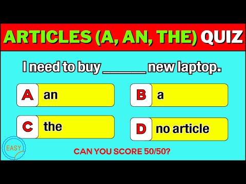 English Articles Quiz - A, An, The। 50+ English Grammar Challenge ।Test Your Grammar Skills.