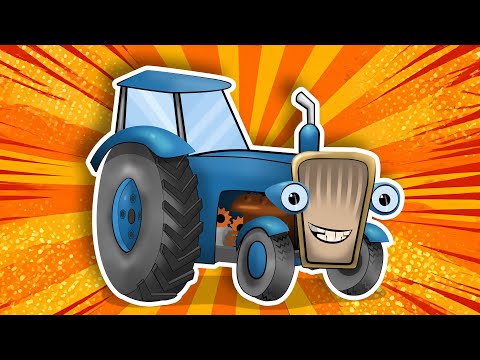 Pomoc przyjaciół. Bajka o niebieskim traktorze, który utknął w bagnie. Traktory dla dzieci.