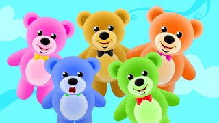 Five Little Teddy Bears Jumping On The Bed, Preschool Song And Cartoon Videos