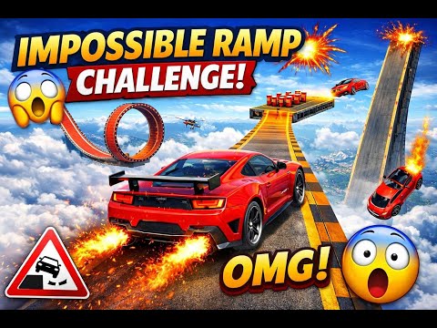 Impossible Ramp Car Driving Challenge 😱 | Extreme Mega Ramp Stunts